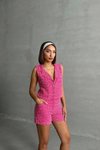 Pembe Yelekli Şort İkili Takım