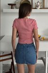 Pembe Yumoş Kıvrımlı Crop