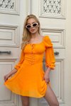 Portakal Mini Kuş Gözü Madonna Elbise