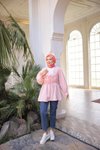 Pudra Beli Büzgülü Lastikli Kimono Tunik