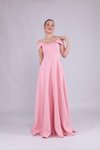 Pudra Uzun Omuz Detay Askılı Abiye Elbise