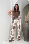 Renkli Bohem Çiçek Desenli Viskon Pantolon