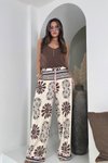 Renkli Bohem Çiçek Desenli Viskon Pantolon