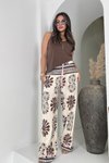 Renkli Bohem Çiçek Desenli Viskon Pantolon
