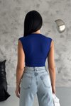Saks Bel Korse Detaylı Derin V Yaka Crop Bluz