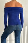 Saks Madonna Yaka Parmak Geçmeli Büzgülü Crop Bluz