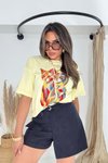 Sarı Kedi Baskılı Tshirt