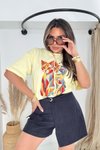 Sarı Kedi Baskılı Tshirt