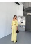 Sarı Müslin Kumaş Madonna Yaka Alt Üst İkili Takım