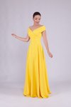 Sarı Uzun Kayık Yaka Abiye Elbise