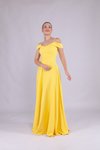 Sarı Uzun Omuz Detay Askılı Abiye Elbise