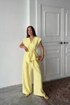 Sarı Yelekli Pantolonlu Bağlamalı Alt Üst İkili Takım