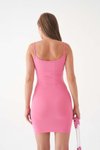 Şeker Pembe Mini İp Askılı Elbise