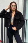 Siyah Astarsız Peluş Ceket