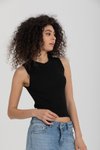 Siyah Basic Crop Triko