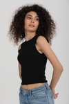 Siyah Basic Crop Triko
