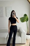 Siyah Basic Tayt Crop İkili Takım