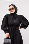 Siyah Bebe Yaka Tesettür Elbise