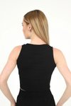 Siyah Beyaz Halter Yaka İkili Crop Bluz