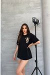 Siyah Bisiklet Yaka Kısa Kollu Oversize Tshirt