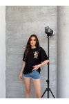Siyah Bisiklet Yaka Kısa Kollu Oversize Tshirt