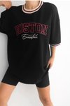 Siyah Boston Oversize Unisex Tshirt