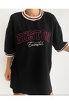 Siyah Boston Oversize Unisex Tshirt