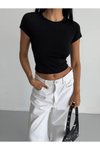 Siyah Crop Bluz