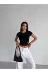 Siyah Crop Bluz