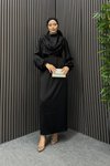 Siyah Degaje Tesettür Abiye Elbise