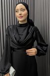 Siyah Degaje Tesettür Abiye Elbise