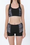 Siyah Desenli Şortlu Bikini Takım