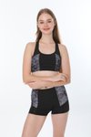 Siyah Desenli Şortlu Bikini Takım