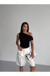 Siyah Düşük Omuz Crop Bluz