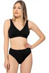 Siyah Düz Kruvaze Bikini Takım