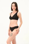 Siyah Düz Renk Kruvaze Bikini Takım