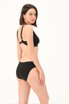Siyah Düz Renk Kruvaze Bikini Takım