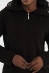 Siyah Fermuarlı Premium Oversize Triko Kazak
