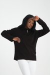 Siyah Fermuarlı Premium Oversize Triko Kazak