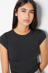 Siyah Fitilli Kısa Kollu T-shirt
