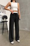 Black Detailed Lace-Up Palazzo Pants