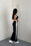 Siyah Garnili Crop Pantolon İkili Takım