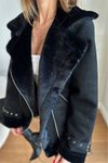 Siyah Içi Kürklü Süet Ceket