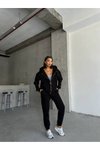 Siyah Kapüşonlu Oversize Alt Üst Eşofman Takım
