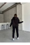 Siyah Kapüşonlu Oversize Alt Üst Eşofman Takım