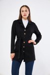 Siyah Kuşaklı Süet Ceket