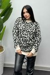 Siyah Leopar Desenli Kazak