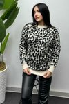 Siyah Leopar Desenli Kazak