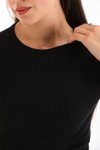 Siyah Likralı Kısa Kol Crop Bluz