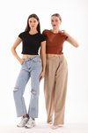 Siyah Likralı Kısa Kol Crop Bluz